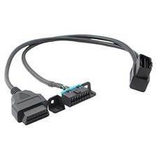 Right Angle Universal OBD2 OBD II 16 Pin Splitter Y Open Cable, J1962 1 Male