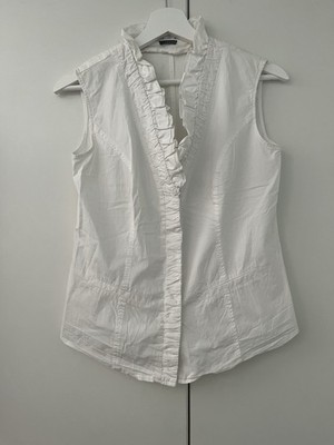 Verse / Bluse / Weiß / Transparent/ Gr. S / V-Ausschnitt / Rüschchen