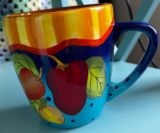 🍅VEGETABLE ART • “BAJA SIZZLE” HAND‑PAINTED MUG • LAURIE GATES • EARTHENWARE