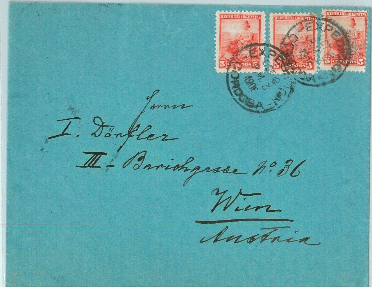 93784 - ARGENTINA - POSTAL HISTORY - Libertad Escudo on COVER to AUSTRIA  1906