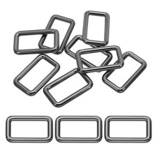 8 Pcs 1-1/4" / 32mm Flat Metal Rectangle Rings Buckle Square Loop Black