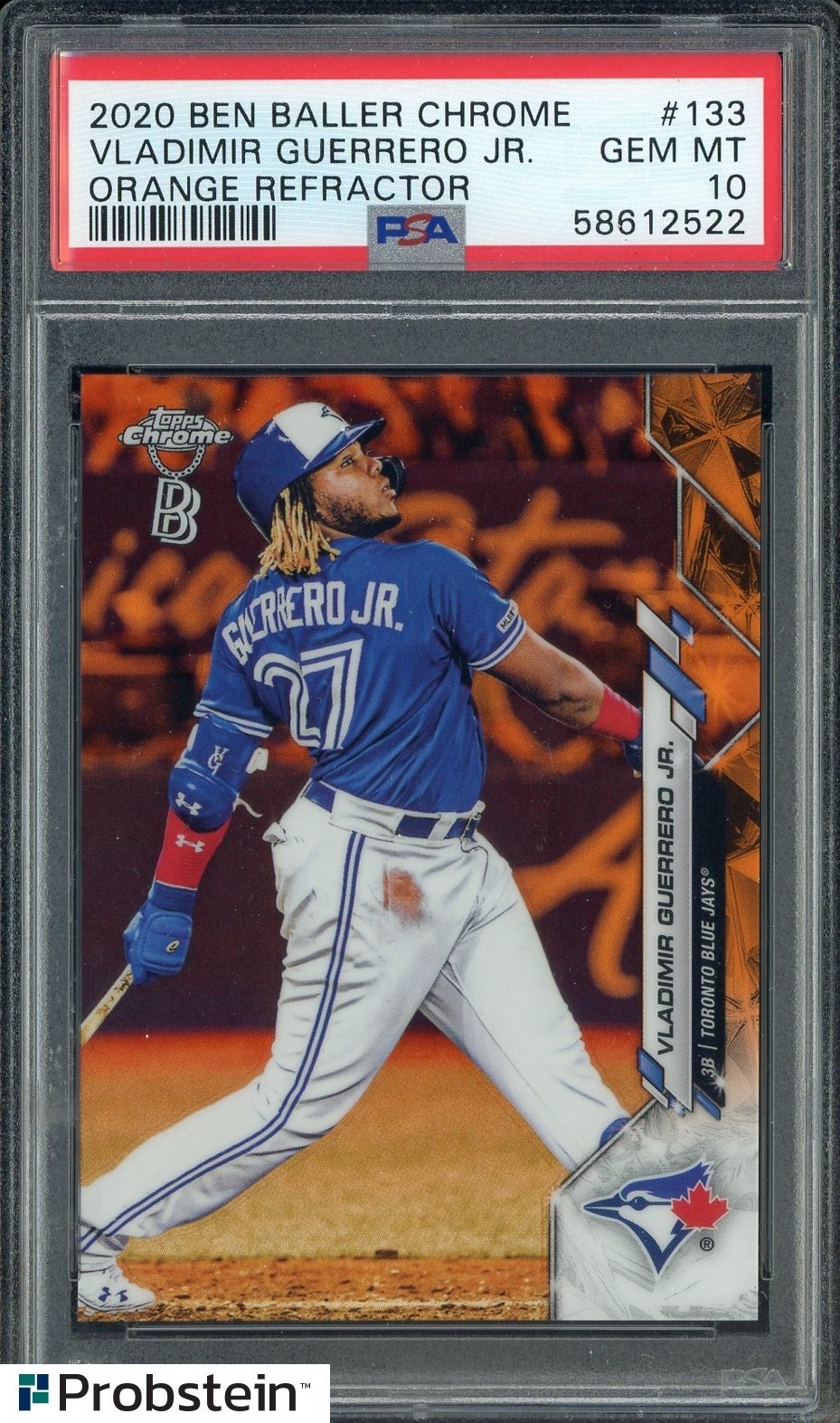 2020 Topps Ben Baller Chrome Orange Refractor Vladimir Guerrero Jr 1/25 PSA 10 view 1