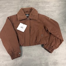 Alo Yoga Navigator Jacket Womens Small Brownstone Cropped Sherpa Collar NEW 228