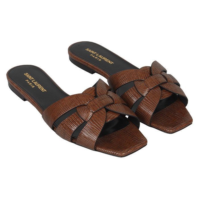 Saint Laurent Lucertola Mules piatto in rilievo 121369517