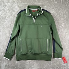 IZOD Golf Advantage Performance Pullover Men's Size Medium Green Navy 1/4 Zip