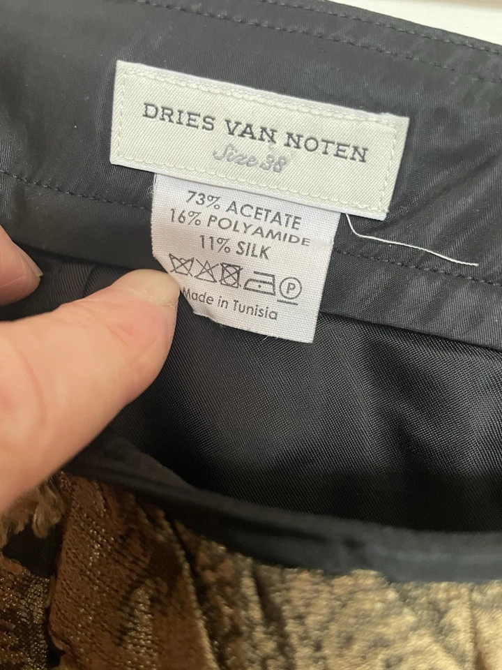 Falda para mujer Dries Van Noten negra con apliques de rosas doradas talla 38 Foto 4 de 4