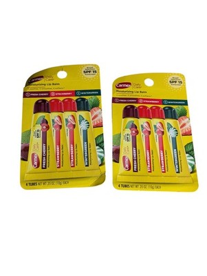 2 Packs 4 Carmex Moisturizing Lip Balm Cherry Strawberry Wintergreen