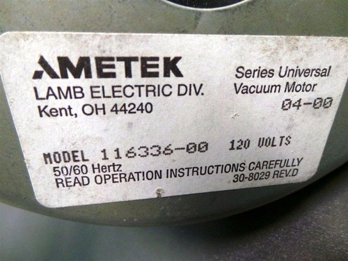 Ametek Lamb Electric Vacuum Motor 116336-00 120V 60HZ - 第 2/2 張圖片