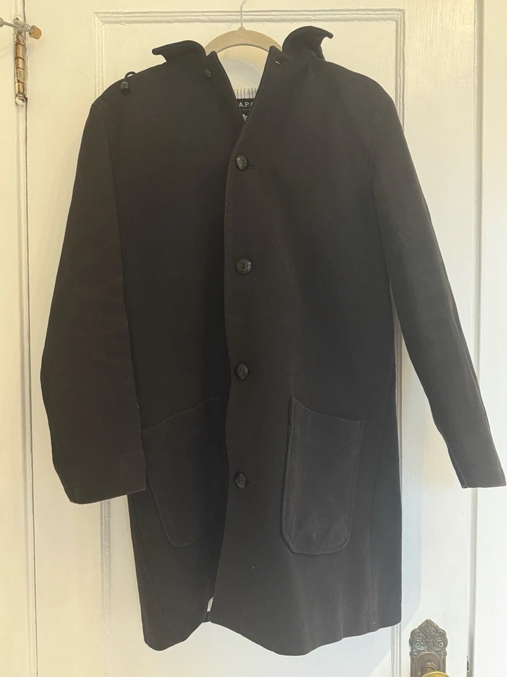 APC Woven Cotton Coat Parka With Detachable Hood Dark Navy Woman M - Image 2 of 4