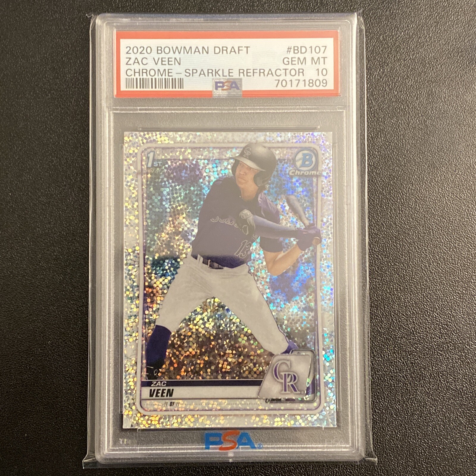 2020 Bowman Draft Chrome ZAC VEEN Sparkle Refractor PSA 10 1st ROCKIES #107
