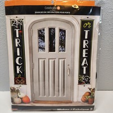 Celebrate It Halloween Door 2 Banners Trick Or Treat 14"x 72" Pumpkin Ghost