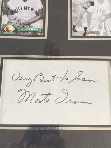 Monte Irvin HOF Signed Index Card Cut Auto Matted With Baseball Cards - Picture 2 of 5