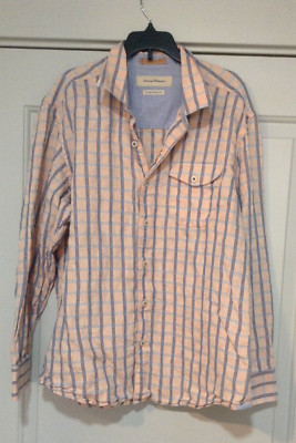 Tommy Bahama Jeans Island Crafted Modern Fit Button Up Shirt Men's Large Linen