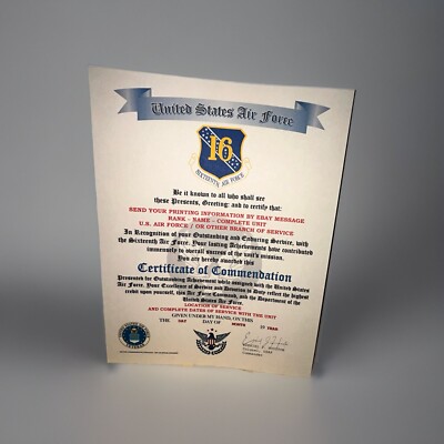 U.S.A.F. / UNITED STATES SIXTEENTH AIR FORCE - CERTIFICATE OF COMMENDATION