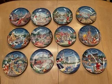 WALT DISNEY WORLD'S 25TH ANNIVERSARY BRADFORD COMPLETE 12 PIECE PLATE COLLECTION