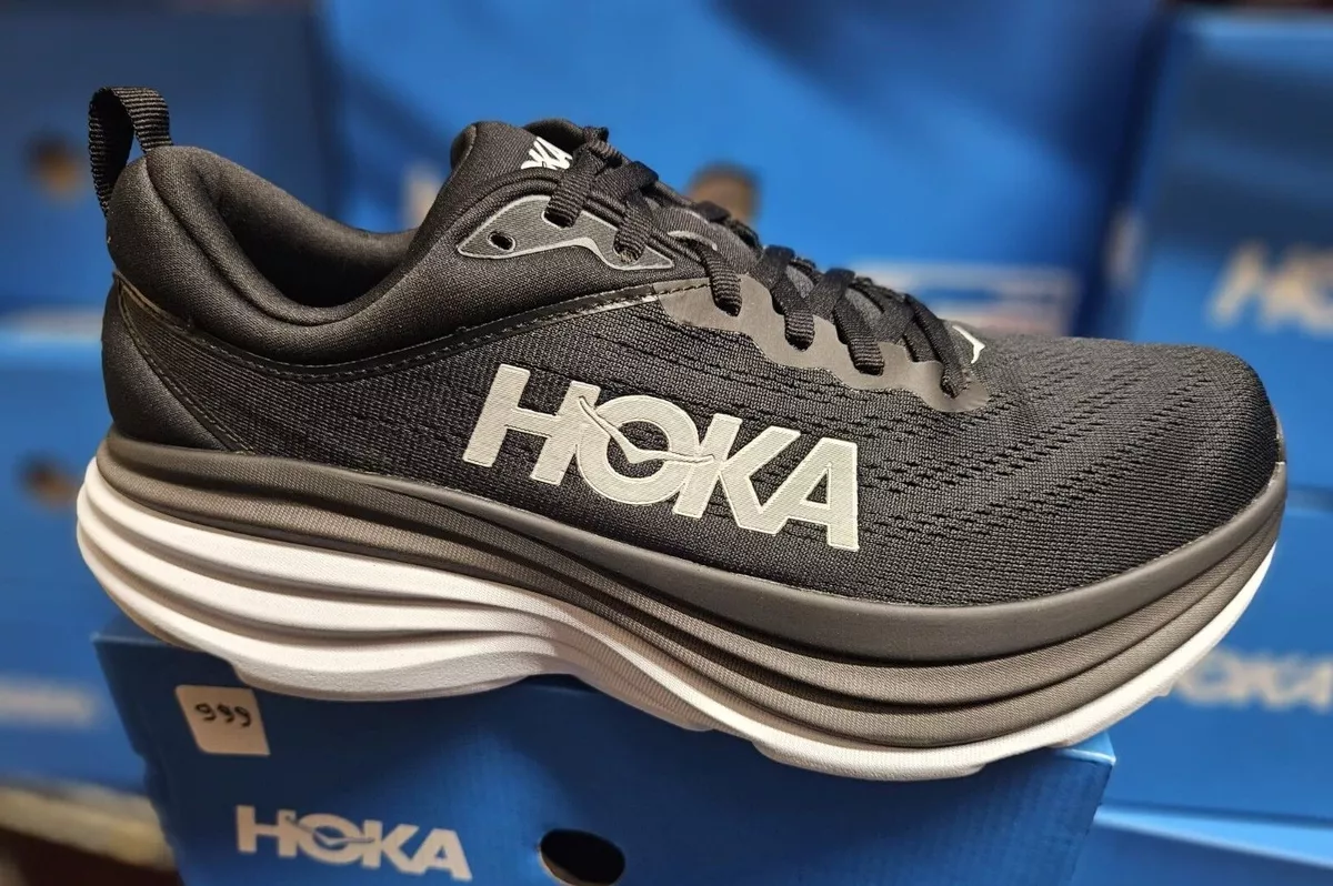 Hoka One One Bondi 8 Black White Regular D 1123202 Men s Running Shoes