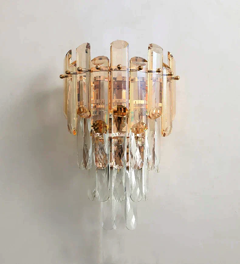 Lâmpada de parede de cristal estilo europeu de alta qualidade, luz LED de 3 cores - Imagem 2 de 4