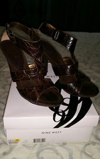 Women's Nine West Brown evening formal sandals. Animal print,Excellent condition