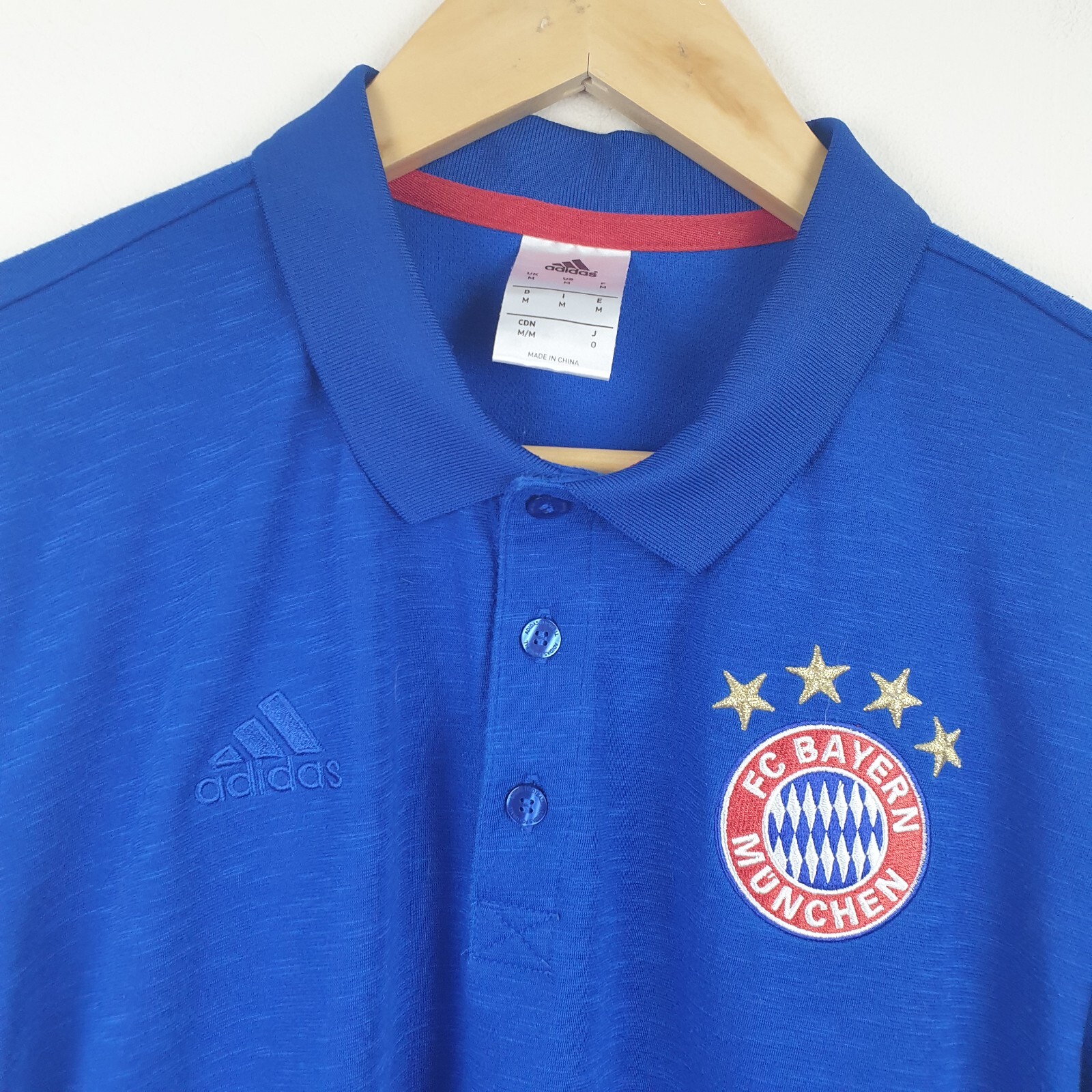 Bayern Munich Adidas Polo Shirt Mens Medium Blue Collared T-Shirt FCB Munchen thumbnail 2