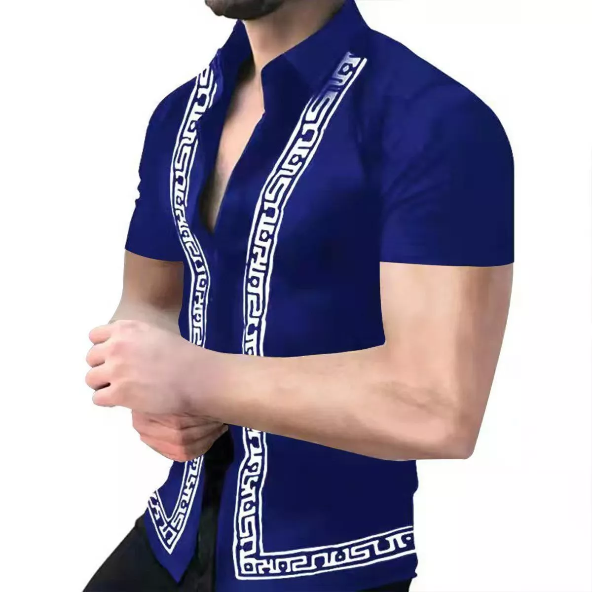 Navy blue dress deals shirt short sleeve