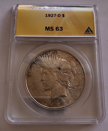 1927-D Peace Silver Dollar ANACS MS-63 4-Coin Set Cert200-204 Deal You Cant Miss - Picture 7 of 12