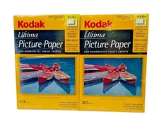 Kodak Ultima Picture Paper Inkjet Printers High Gloss 4x6 20 Sheets Each (2-Pk)