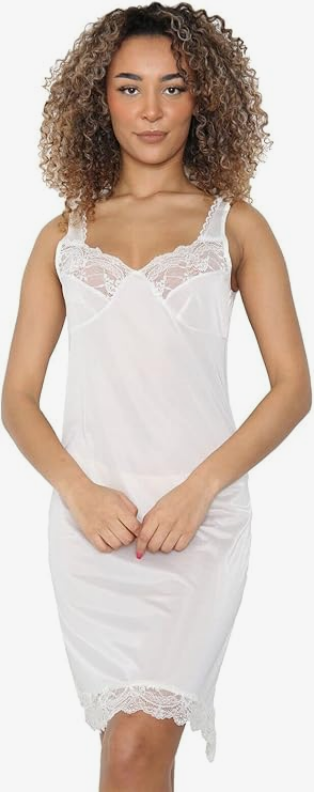 Marlon Womens Long Satin Lace Nightdress - Faded Denim