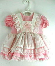 PINK RUFFLED w/WHITE LACE PAGEANT PARTY FLOWER DRESS LITTLE GIRLS SIZE 12 MONTHS