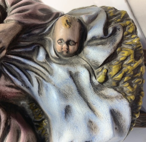 Vintage Holy Family Joseph, Mary & Baby Jesus 10.5" Porcelain Nativity Figurine - Foto 5 di 12