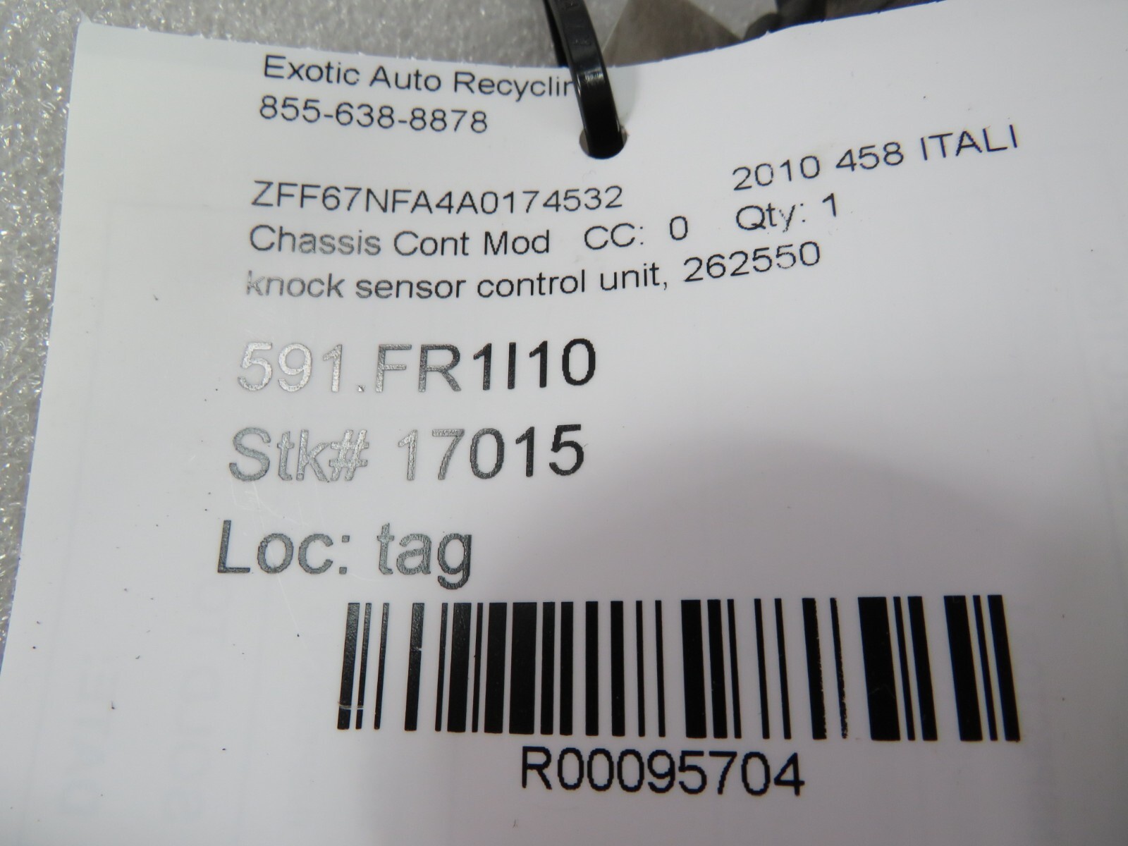 Ferrari 458 Italia, FF, Knock Sensor Control Unit, Used, P/N 262550