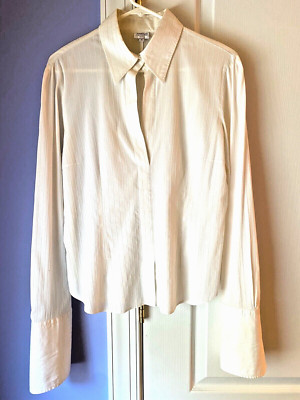 Vintage Giorgio Armani Collezioni Women s White Blouse Size 12 Italy