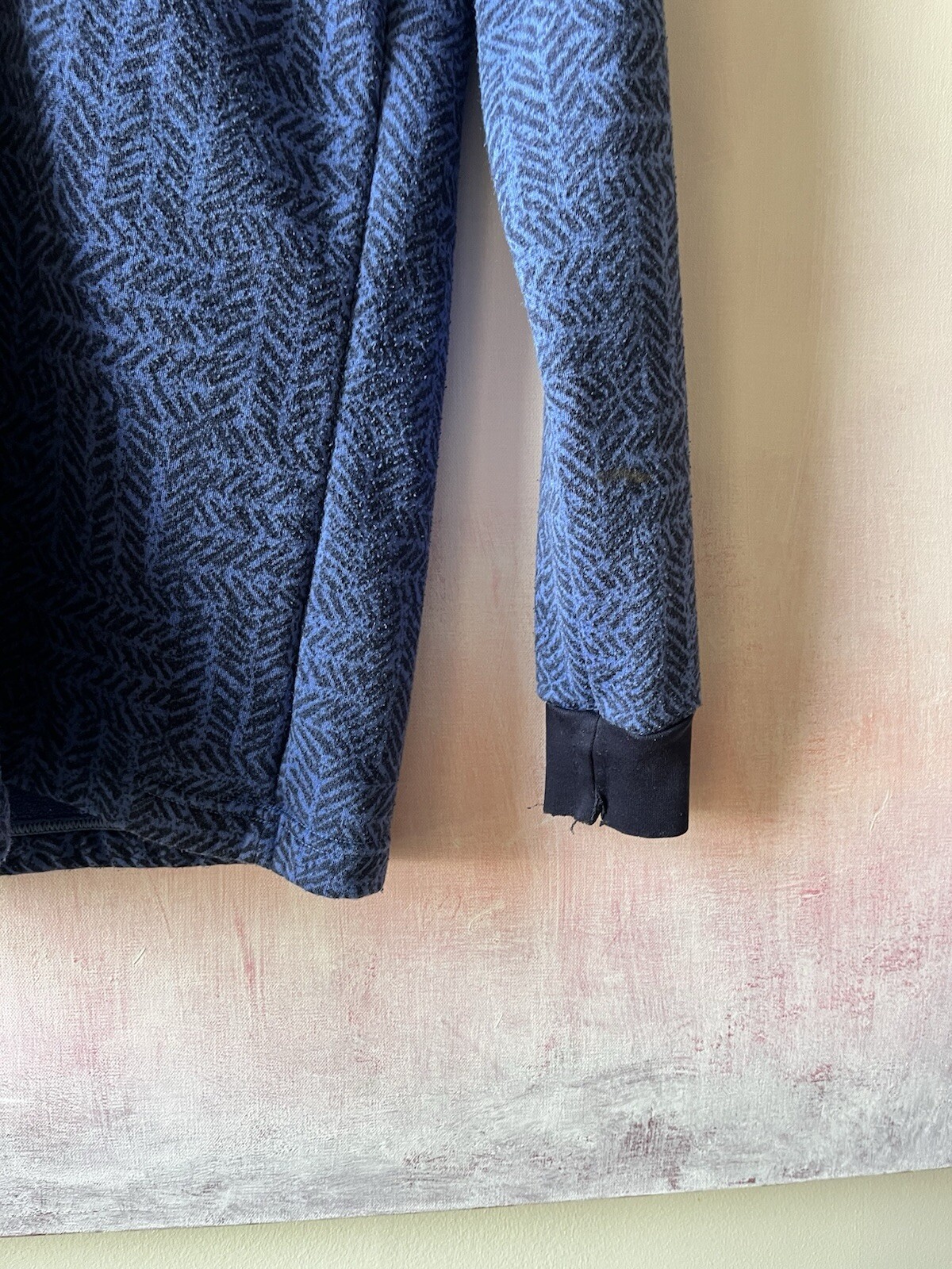 Patagonia Vintage Sweater Mens Medium Blue Abstract Pattern Fleece Quarter Zip image 8