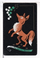 Single Vintage ID Named Animals, "The Fox and the Grapes" Playing Card AN 5-2 A