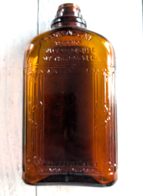 Vtg Hiram Walker & Sons One Pint Whiskey Liquor Amber Bottle With Cork
