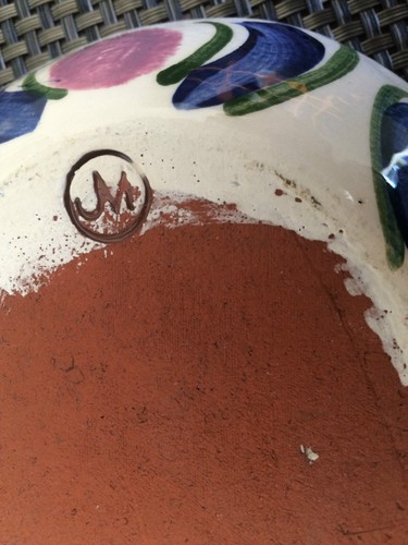 Pretty Small Hand Painted Pottery Oval Dish - Picture 3 of 4