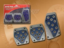 BLUE/ GRAY MANUAL BRAKE GAS CLUTCH RACING PEDAL PADS FOR CARS 1992-1997