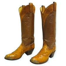 Vintage Tony Lama Black Label Exotic Eel Leather Boots Size 5.5 B Made In USA