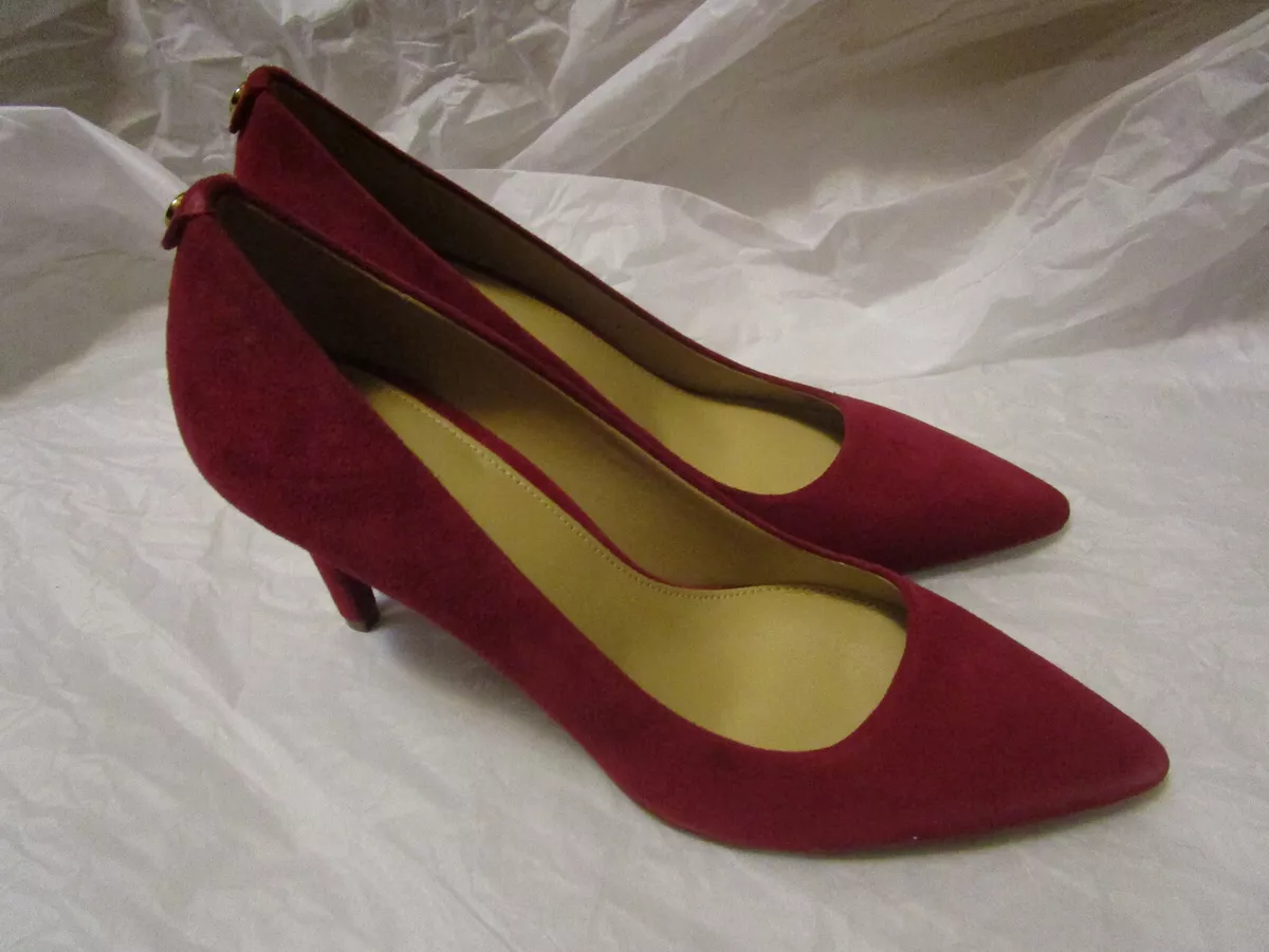 Michael Kors Dorothy Flex Stiletto Suede Leather Pumps Berry Red Size 7.5 new
