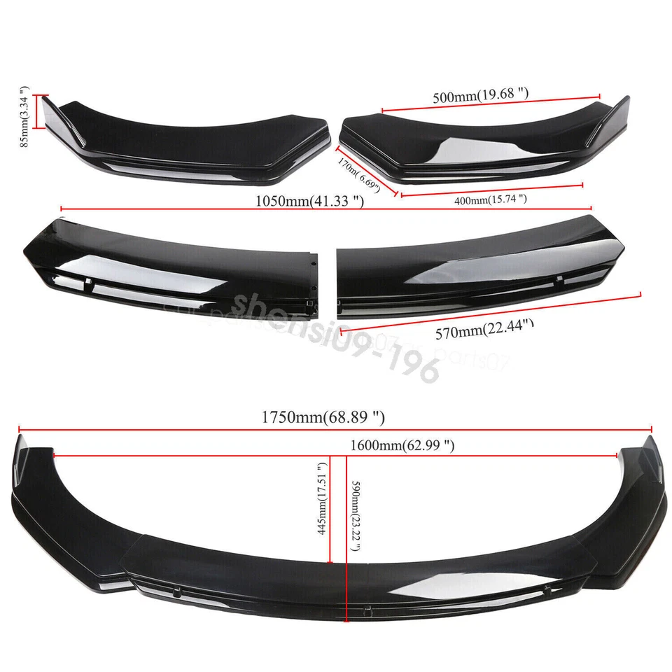 For Audi TT Quattro Glossy Black Front Bumper Lip Spoiler Splitter Spoiler - Imagem 3 de 4
