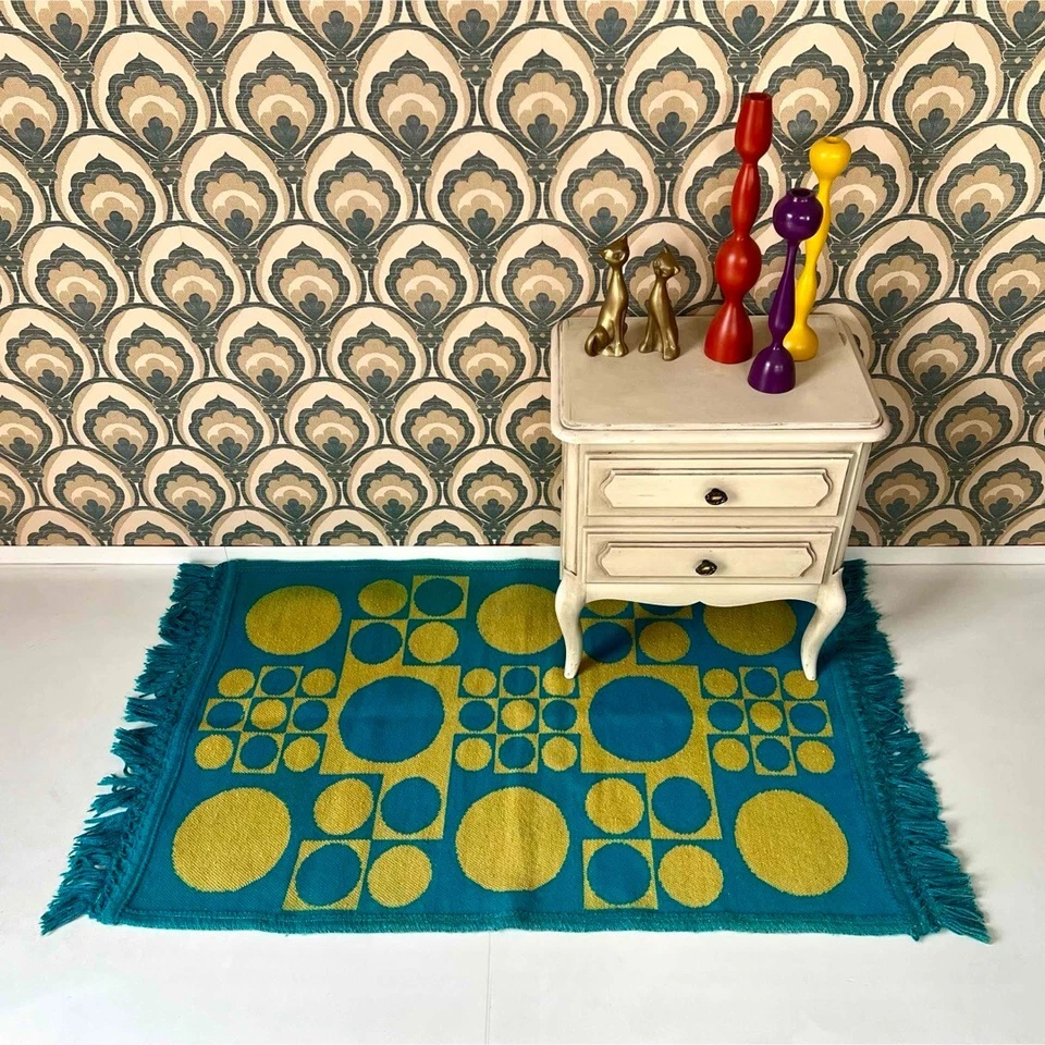 Verner Panton Geometric Pattern Reversible Wool Rug Space Age Mid-Century 1960s - Image 2 of 4