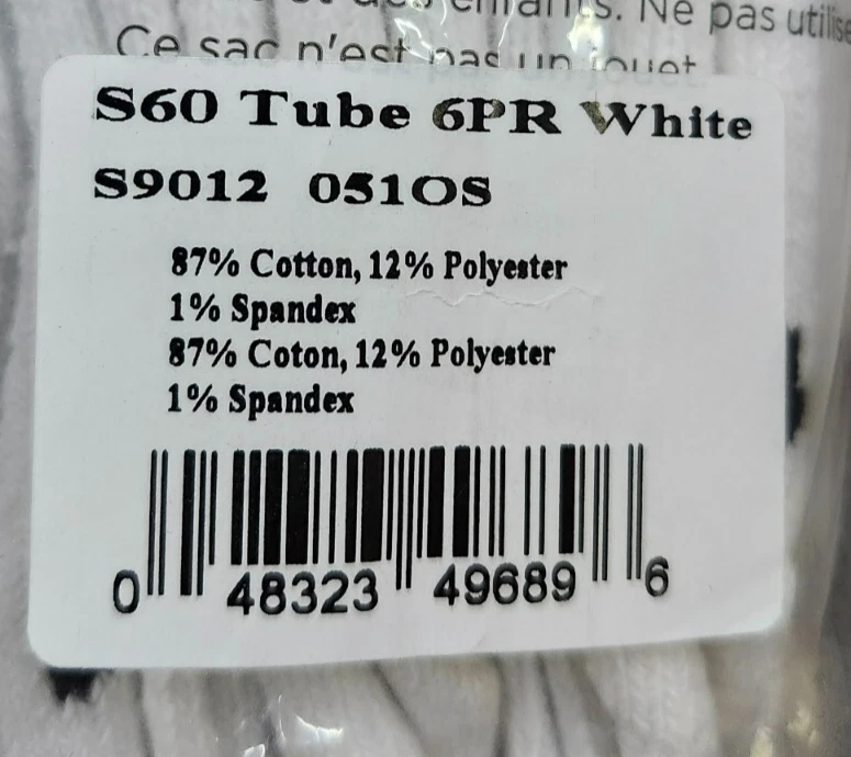 Paquete de 6 calcetines tubo blancos Wigwam S60 talla única 87 % algodón Foto 2 de 4