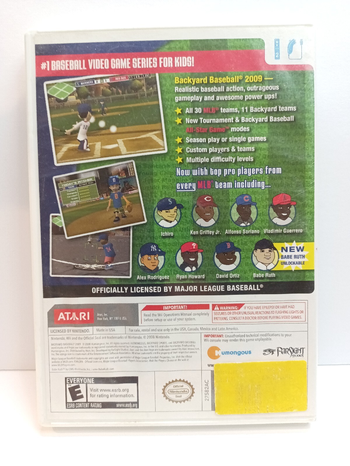 Wii Backyard Baseball 09 Nintendo Wii Case & Game Only **FAST