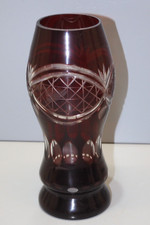 -JOLI ANCIEN VASE CRISTAL de BOHEME ROUGE & INCOLORE COLLECTION déco    D