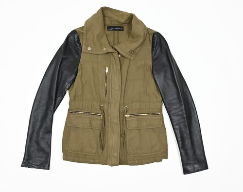 Zara Green Cargo Utility Lamb Leather 