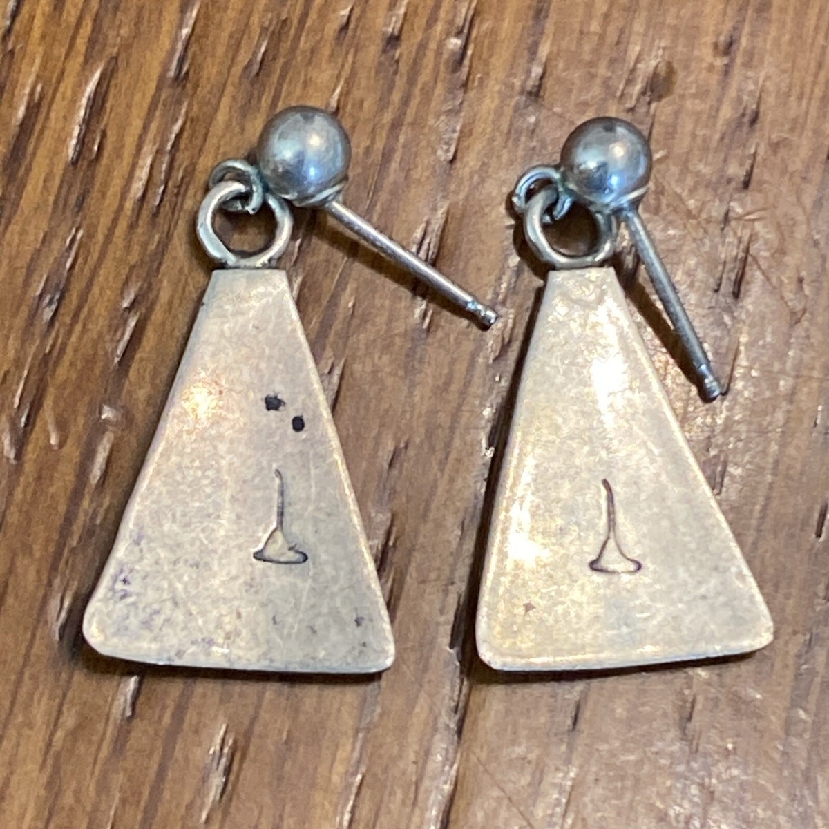 Marcus Lomayestewa Hopi Sterling Silver Overlay Dangle earrings Z8 View 5