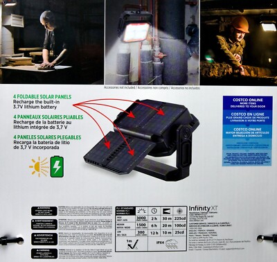 Infinity Dual-Powered LED Worklight - 3000 Lumens, USB & Solar