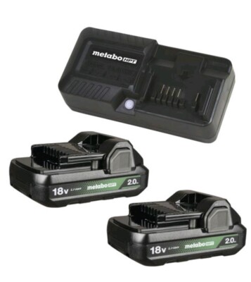 METABO HPT UC18YKSLS 18V LITHIUM ION 2.0AH BATTERIES X 2 & CHARGER KIT New