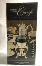 Vintage FB Rogers Silver Co Glass Tea/Coffee Warmer Carafe Pitcher SILVERPLATED