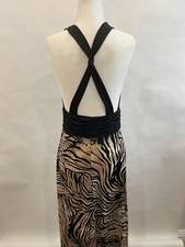 Women's Leopard Print Cross Back Halter Maxi Dress - Large