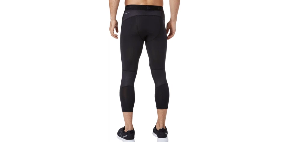 Reebok Men's Printed 3/4 Length Compression Tights White & Caviar Sm MMA17502 J - Image 2 of 4